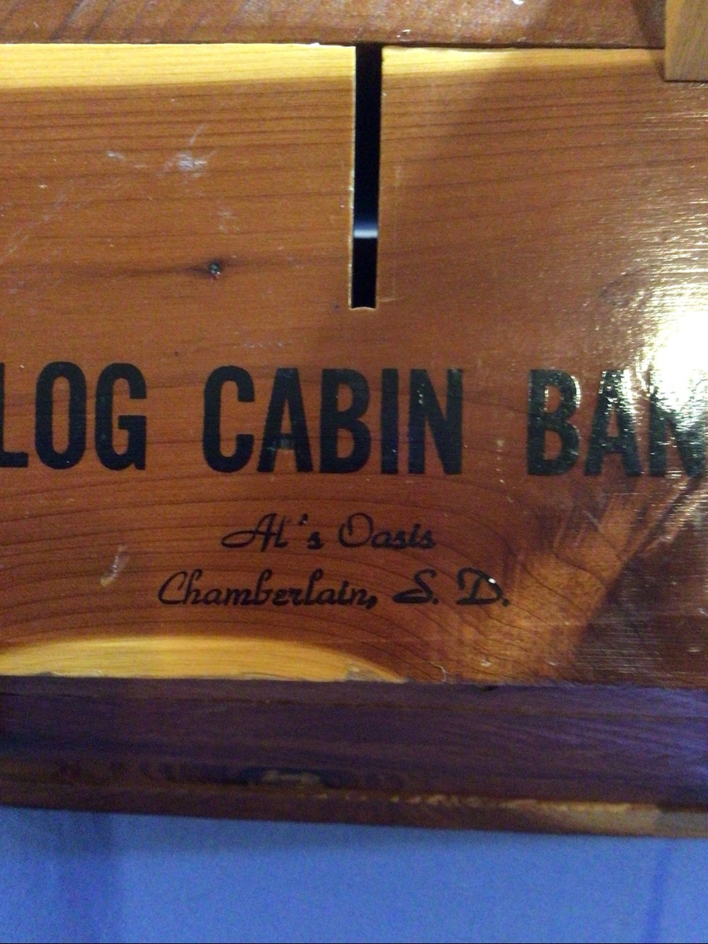 Vintage Log Cabin Bank Chamberlain, South Dakota. Red Cedar Souvenir - Picture 2 of 5